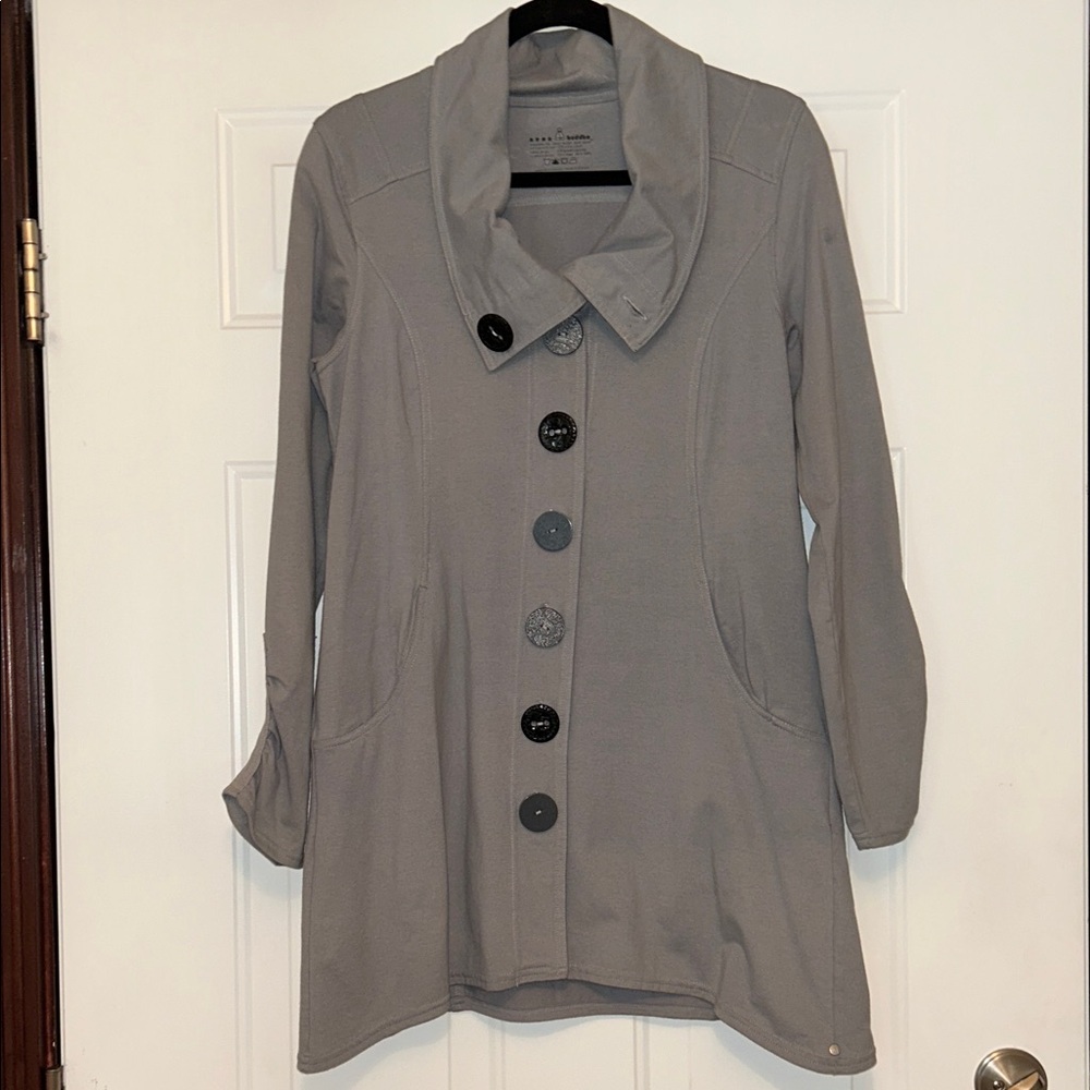 Neon Buddha Button-Up Jacket S Women’s Gray Cotton/Spandex Fleece Casual